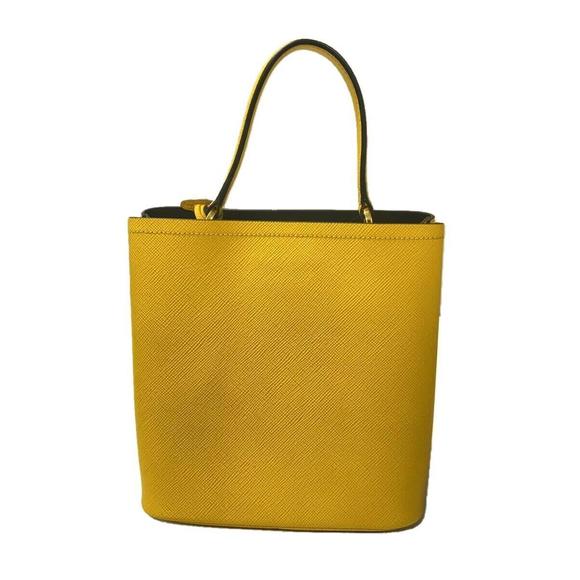 Prada Pannier Saffiano 2way Shoulder Bag Leather Yellow - Picture 3 of 6